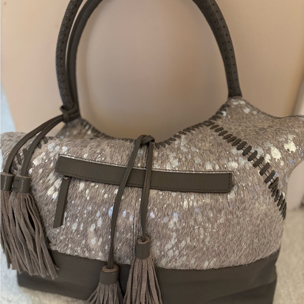 Sharif Taupe and Brown Shoulder Bag